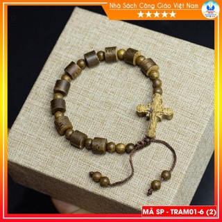 Vòng mân côi trầm hương 10ly 12ly 14ly tram01-6 - tràng hạt gỗ trầm tốc tự nhiên - quà tặng công giáo