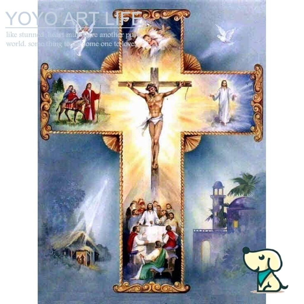 Tranh Thêu Chữ Thập Đính Đá 5d Tự Làm Vẽ Hình Chúa jesus mission Djz35