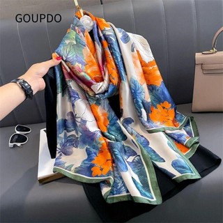 GOUPDO Khăn choàng đi biển 180 * 90cm, Khăn lụa sang trọng chống nắng, Khăn choàng Hijab mềm mại thoáng khí mùa xuân cho nữ