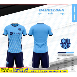 Áo bóng đá clb barca xanh 2024 sv - bộ quần áo bóng đá clb barca biển thun lạnh