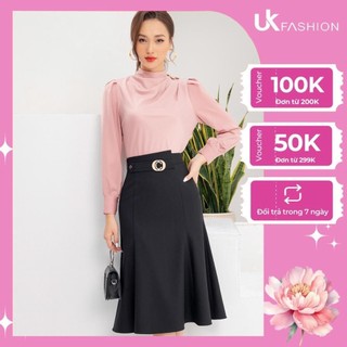 Áo Sơ Mi Nữ Dài Tay Công Sở UK Fashion Thiết Kế Xếp Vai Lịch Lãm, Chất Liệu Lụa Mát Và Mềm Mịn NKSM2201001