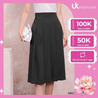 Chân Váy Dập Ly Hộp Công Sở UK Fashion Thiết Kế Dáng Dài Basic, Chất Liệu Vải Dày Dặn, Co Giãn Và Mềm Mịn NKCV2112004