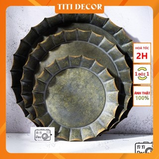 Dĩa rỉ tròn gợn sóng decor nhà cửa, chụp ảnh, trang trí cửa hàng - TiTidecor