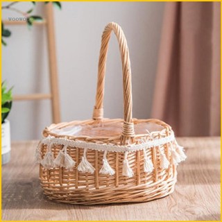 Giỏ hoa đan bằng sợi mây tự nhiên đơn giản trang trí không gian 
