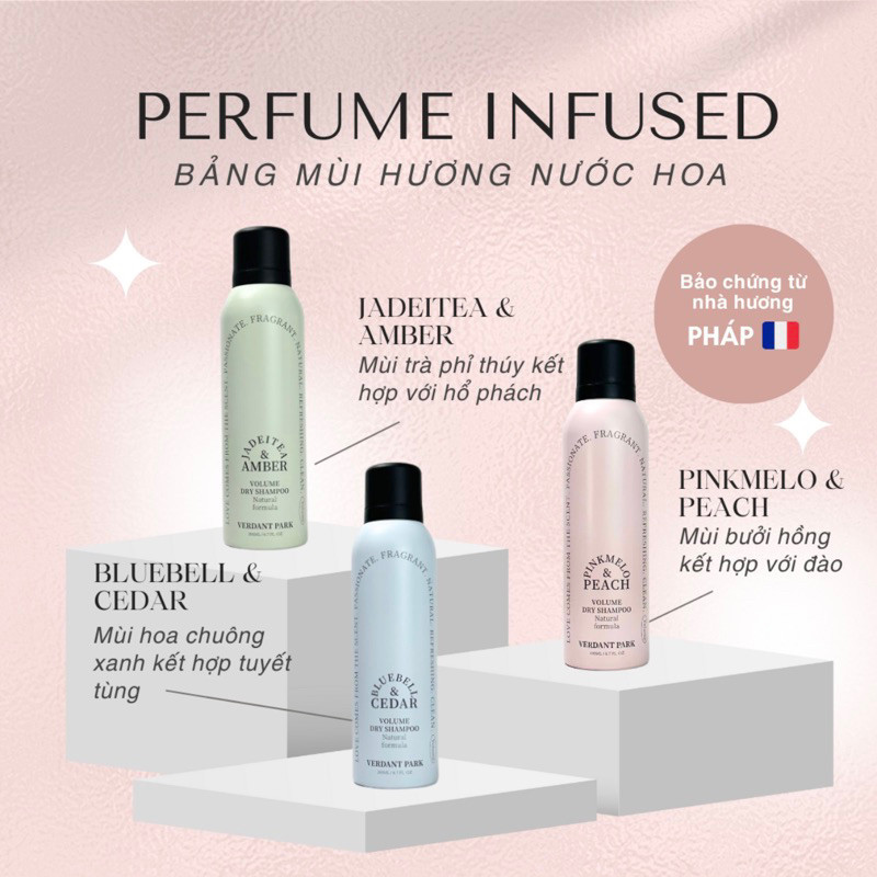  Xịt khô phồng tóc VERDANT PARK 200ml dầu gội khô Đào Pinkmelo Peach Verdantpark VDPK01 VDPK03 