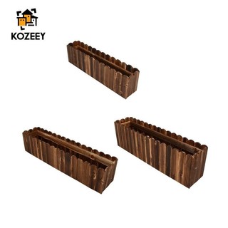 Kozeey Chậu hoa bằng gỗ Chậu trồng cây hình chữ nhật Mộc mạc, Thủ công, Phụ kiện Hộp gỗ Trang trại ngoài trời cho sân vườn để bàn