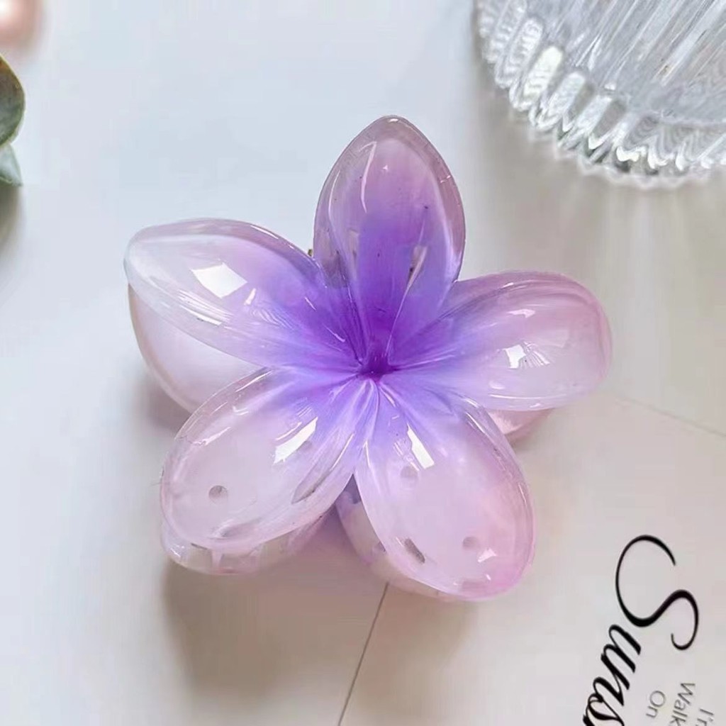 Ahellogirl 8cm Plumeria Kẹp Tóc Nữ Phong Cách Hàn Quốc Hoa Nhiều Màu Sắc Cố Định Đuôi Ngựa Kẹp Tóc