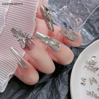 Openwaterc 10 chiếc 3d hợp kim bạc thắt nơ thắt nơ ruy băng cánh bướm kim loại móng tay nghệ thuật kim cương giả trang trí làm móng tay ch vn