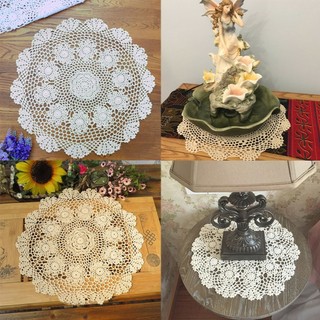 Khăn trải bàn ren tròn nhỏ Vintage móc bông Khăn trải bàn hoa trang trí 50cm