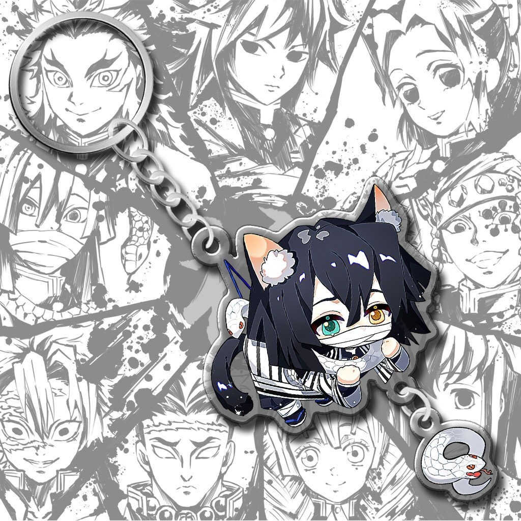 Móc khóa Obanai Chibi Kimetsu No Yaiba Anime Manga Quà Tặng Cho Cặp Đôi Bạn Bè Gia Đình