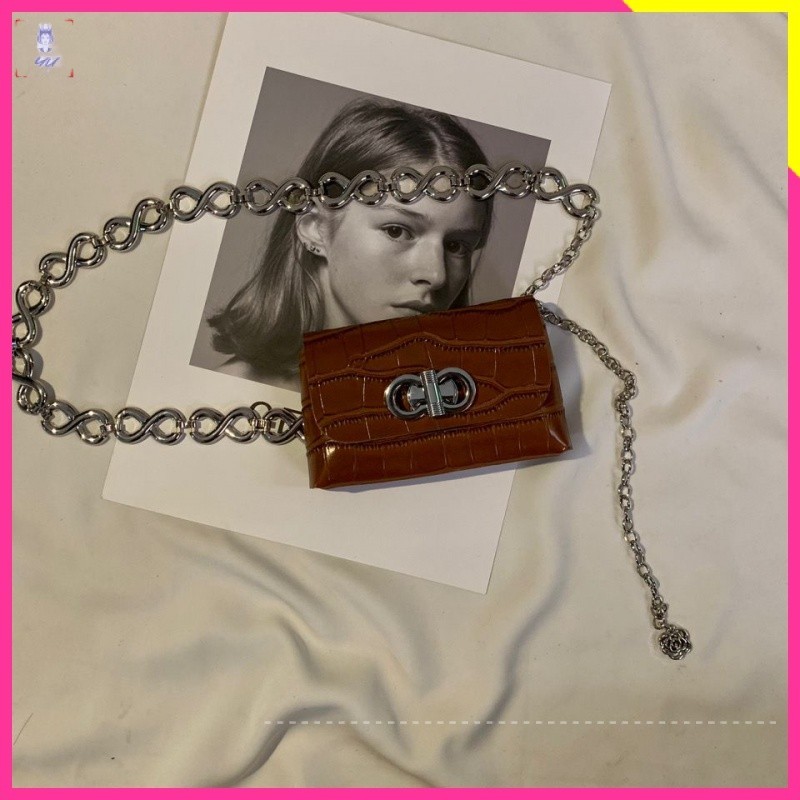 Thời Trang Túi Đeo Chéo Ngực mini Phối Dây Xích Thời Trang Xuân Hè 2021 Cao Cấp Cho Nữ