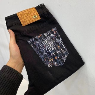 Dior 2024 Quần jean in hình ba chiều chữ mới dành cho nam, cùng phong cách với người nổi tiếng trên Internet, Elasti đa năng