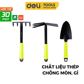 Bộ Dụng Cụ Làm Vườn Deli 4 Chi Tiết Tiện Dụng - Xẻng, Quốc, Cào Đa Năng -Chất Liệu Cao Cấp Chắc Chắn