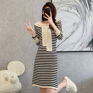 Phiên Bản Hàn Quốc Giảm Tuổi Sọc Khăn Choàng Dệt Kim Mùa Thu 2023 Phong Cách Mới Mỏng Hơn Nhìn Thẳng Áo Len Nữ ins Hợp Thời Trang