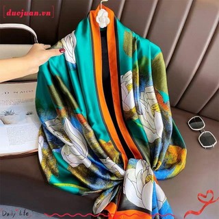 Khăn lụa DUOJUAN 180 * 90cm, Khăn choàng đi biển sang trọng thoáng khí, Khăn choàng Hijab in hình mùa xuân mượt mà cho nữ