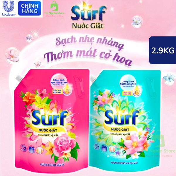 Nước Giặt Surf Hương Cỏ Hoa Diệu Kỳ/ Sương Mai Dịu Mát - Túi 2.9Kg