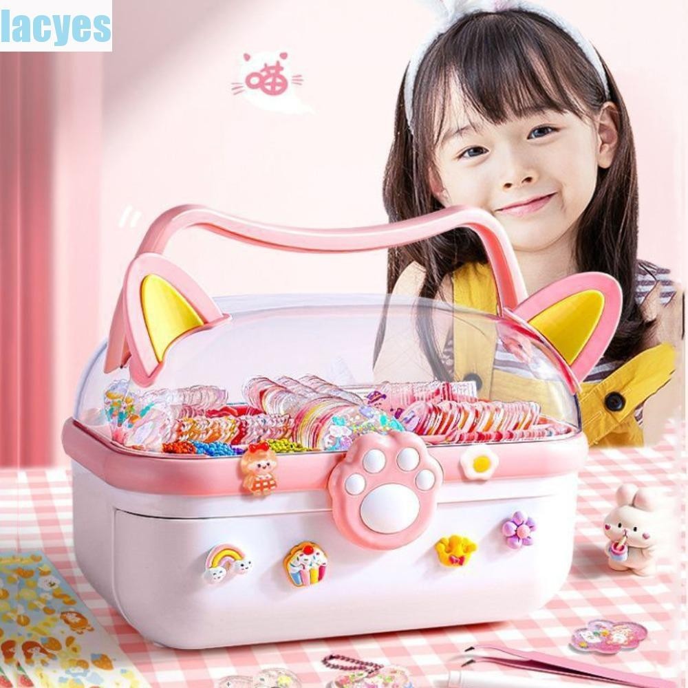 Lacyes DIY Móc Khóa, Hộp Bảo Quản Hoạt Hình DIY Móc Khóa Làm Bộ, Thẻ Kawaii Goo Nhãn Dán Dễ Thương Kem Hộp Quà Tặng Thẻ Goo Văn Phòng Phẩm Trẻ Em