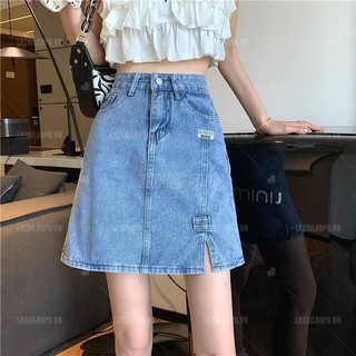 chân váy bò lưng cao Bigsize chân váy nữ jean ngắn cạp cao chữ a màu xanh vải denim cao cấp mùa xuân hè Phong Cách hàn quốc đẹp Thanh Lịch cho nữ