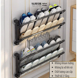 Giá Treo Dép Gắn Tường SG.DECOR Không Cần Khoan Tiện Lợi Kệ Treo Khăn Nhà Tắm, Phòng Khách Có Thể Gấp Lại Thông Minh