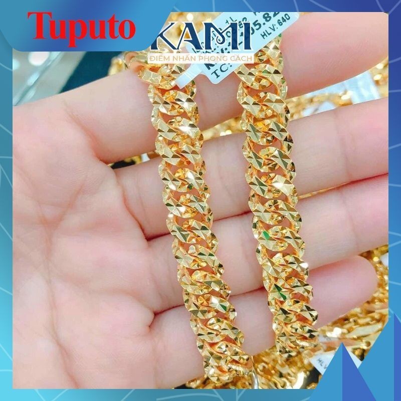 𝗟𝗮̆́𝗰 𝘁𝗮𝘆, vòng tay khoen lật, mắc xích nam nữ bền màu mạ vàng chuẩn 18k 6010077 KT