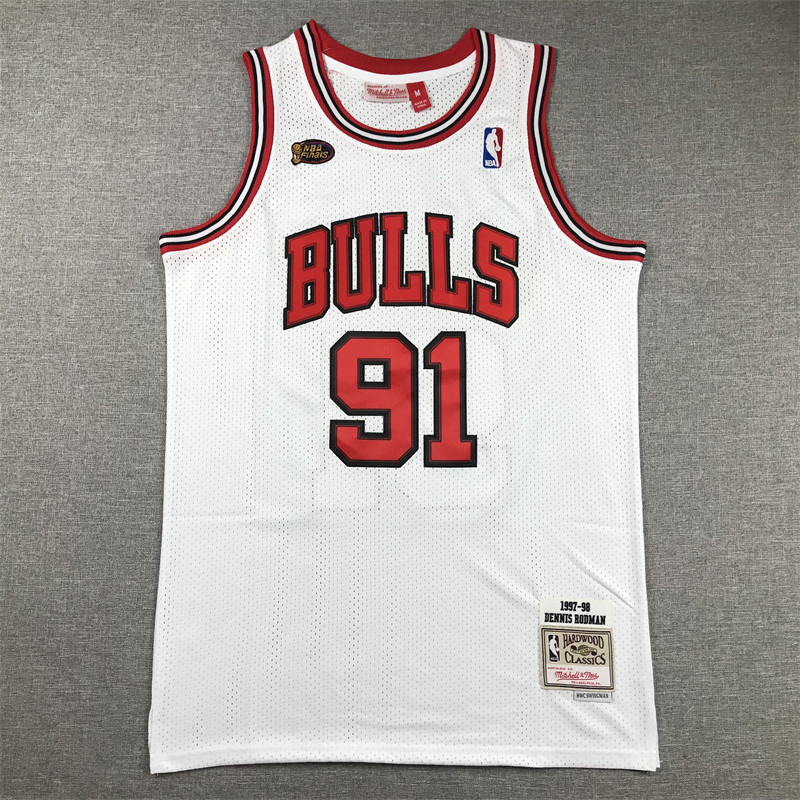 Phiên bản thêu NBA Jersey Chicago Bulls #91 Áo bóng rổ Rodman