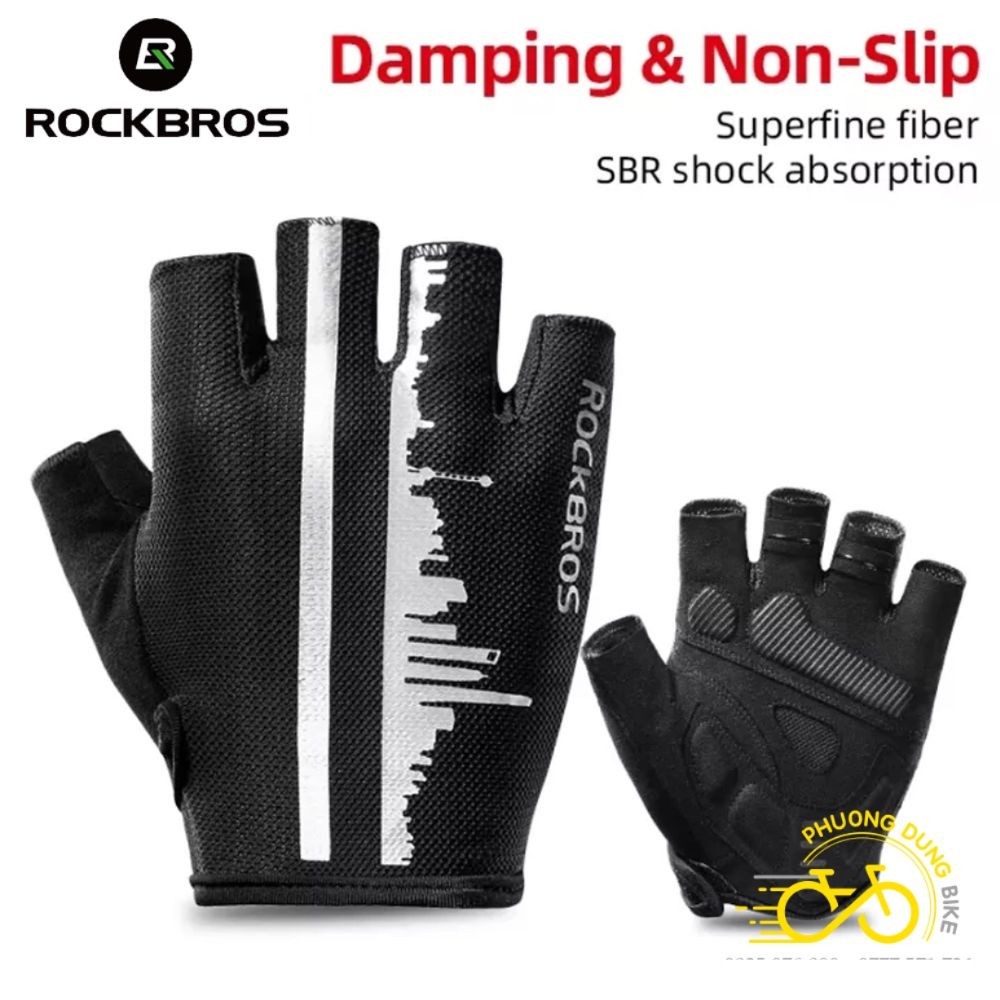 Găng tay (Bao tay) hở ngón đi xe đạp ROCKBROS S252