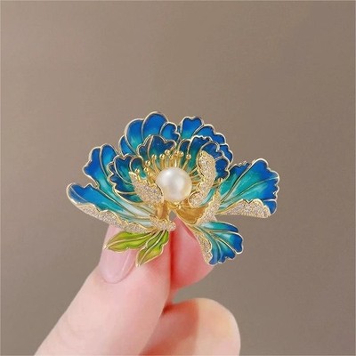 Phong Cách Trung Hoa Retro Hoa Mẫu Đơn Pin Trâm Cài Đa Năng Phù Hợp Với Men Thanh Lịch Hoa Sen Cổ Pin Cho Nữ PD1904