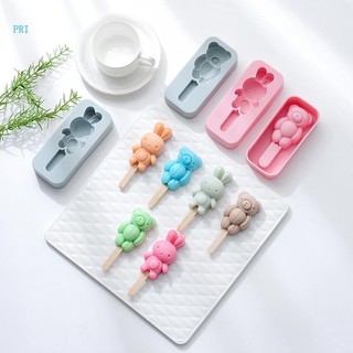 Khuôn silicone làm kem que hình gấu / thỏ đáng yêu