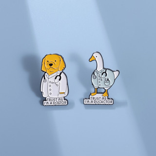 Động Vật Dễ Thương Bác Sĩ Men Chân Thổ Cẩm Ngộ nghĩnh Chó Vịt Thổ Cẩm Hoạt Hình Pin Ve Áo Huy Hiệu Trang Sức Quà Tặng Cho Bạn Bè Trẻ Em