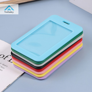Velishy 1Pc Bao đựng thẻ tín dụng hai mặt bằng nhựa cứng Huy hiệu có khe cắm cho nhân viên sự kiện Thẻ ID Chủ thẻ Pass Strap