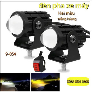 Đèn trợ sáng mini bi cầu 2 mầu cos vàng pha trắng, có kèm công tắc siêu sáng 12-80v