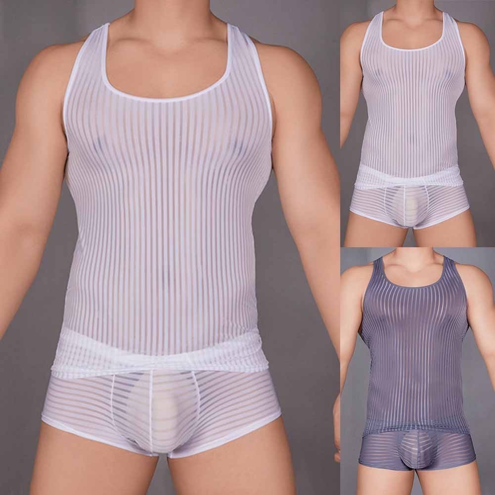 ⚡Tin TỨC MỚI CHO NAM⚡Gợi Cảm Nam Co Giãn Lưới Áo Boxer Quần Lót Tư Thế Phù Hợp Với Cơ Tăng Top Thoải Mái