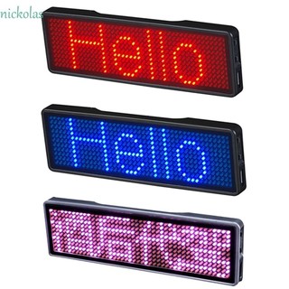 Huy hiệu tên LED NICKOLAS Bảng tin cuộn có thể sạc lại Mini Huy hiệu LED kỹ thuật số Bluetooth đa chương trình