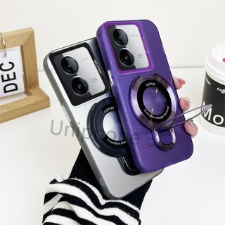 Vỏ khung sang trọng VIVO IQOO Z8 Z8X 11 12 12 PRO Vỏ cứng mờ acrylic dày vỏ chống sốc có giá đỡ hút từ tính tròn