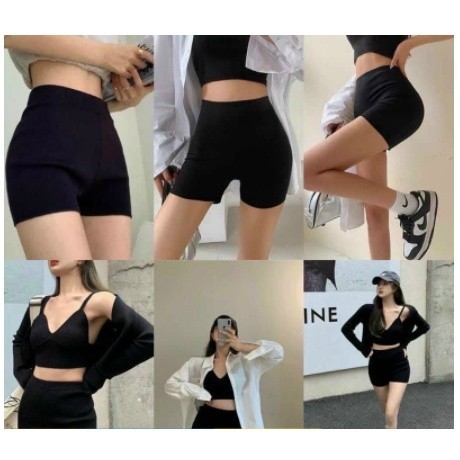 Quần legging đùi nữ nâng mông cuộn zara mặc siêu đẹp mẫu mới* Quần Biker short dáng ngắn co dãn 4 ch
