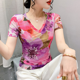MIOU 2025 Thời Trang Mùa Hè In Màn Hình Áo Thun Cổ Chữ V Tay Ngắn Slim Và Thời Trang Top