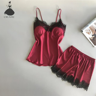 Crlnhc bộ đồ ngủ ren gợi cảm phù hợp với nữ cổ chữ v đồ ngủ quần lót thường ngày váy ngủ vn