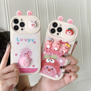 Phim hoạt hình dễ thương Loopy FTD có thể đẩy được Camera trượt Bảo vệ Vỏ da mềm cho IPhone 11 12 13 14 15 Pro Max Vỏ điện thoại Vỏ điện thoại Phụ nữ dễ thương Quà tặng cô gái cassing