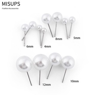 MISUPS Đôi bông tai MISUPS 4mm 5mm 6mm 8mm 10mm 12mm đính ngọc trai dự tiệc thanh lịch cho nữ