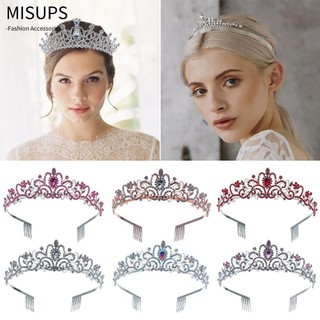 Misups vương miện cài tóc đính đá lấp lánh cho cô dâu