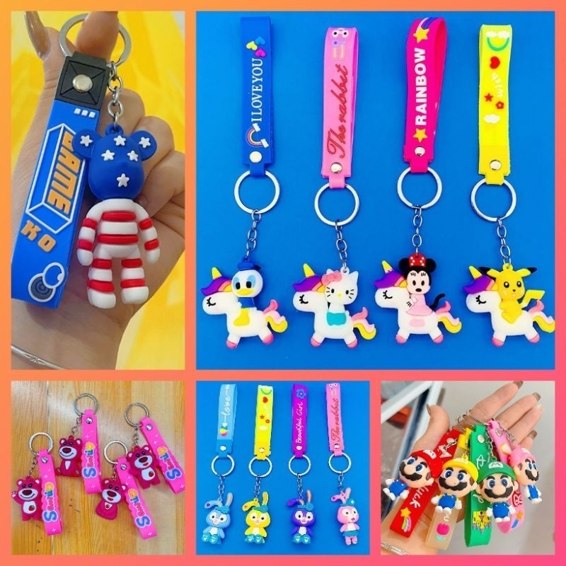 🌈Móc Khóa Thỏ, Ngựa Pony, Gấu, Mario, BearBrick...Móc Khóa Xe, Túi Xách, Balo Trang Trí Nhựa PVC Dễ 