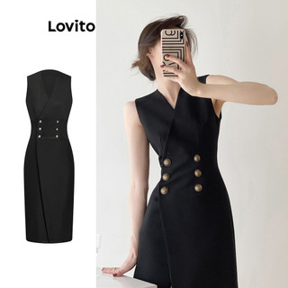 Lovito Đầm cài cúc đơn giản cho nữ L76AD157
