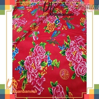Vải con công chiện đỏ trang trí, decor khổ 1, 6 m