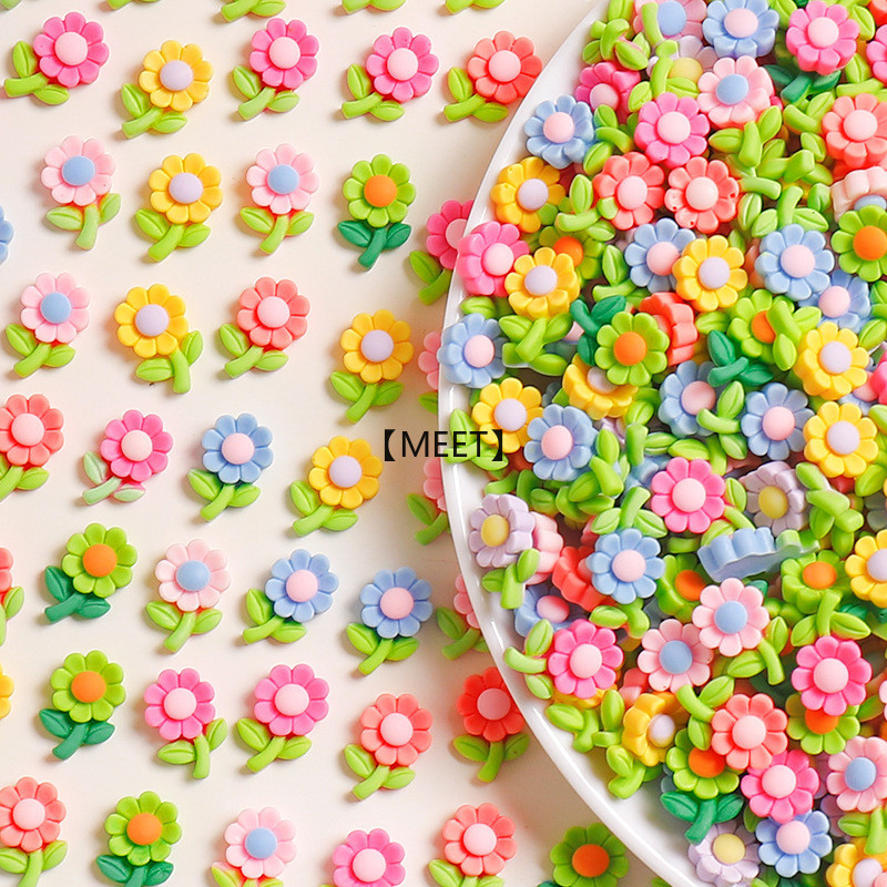 【MEET】1 Keo Nhựa Kích Thước Nhỏ Màu Hỗn Hợp Hoa Mặt Trời Trang Trí Điện Thoại Di Động Handmade mini diy Phụ Kiện Vận Chuyển Ngẫu Nhiên