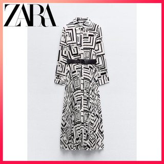 Zara 24 sản phẩm mùa xuân mới váy satin lụa in thắt lưng nữ