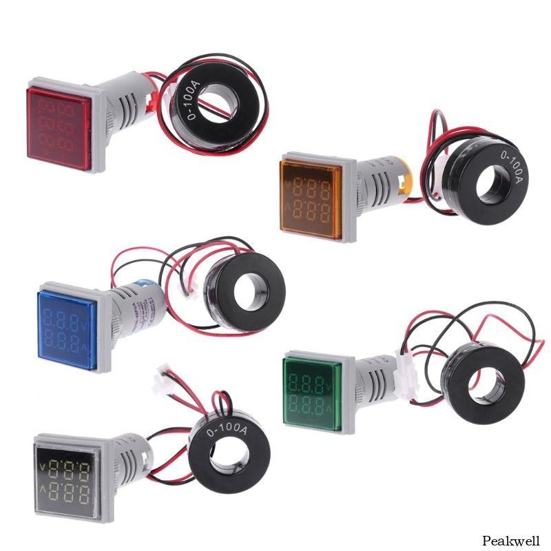 Square LED Digital Dual Display Voltmeter & Ammeter Voltage Gauge Current Meter