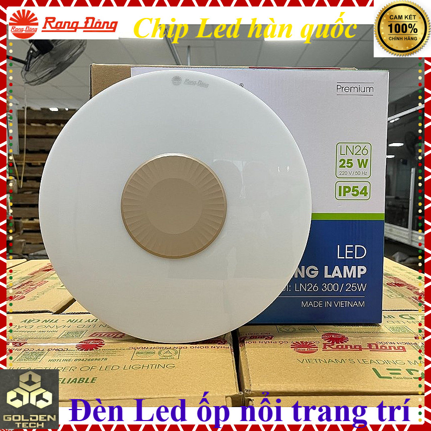(Chính hãng) Đèn Led ốp nổi trần mặt bóng trang trí Rạng Đông 18W-25W Đường kính 250mm-300mm Model L