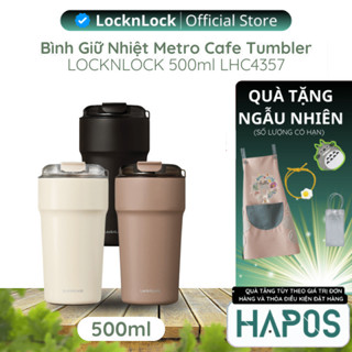 Bình giữ nhiệt LocknLock 500ml phủ sứ, Hàng chính hãng, nắp lật dễ sử dụng Metro Cafe Tumbler LHC4357 - HAPOS HOME