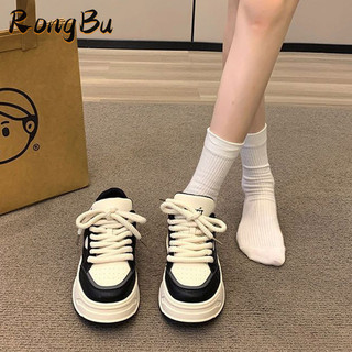 RongBu Giày Thể Thao Đế Dày Tăng Chiều Cao Mẫu Mới 2024 Phong Cách Retro Thời Trang Cho Nữ