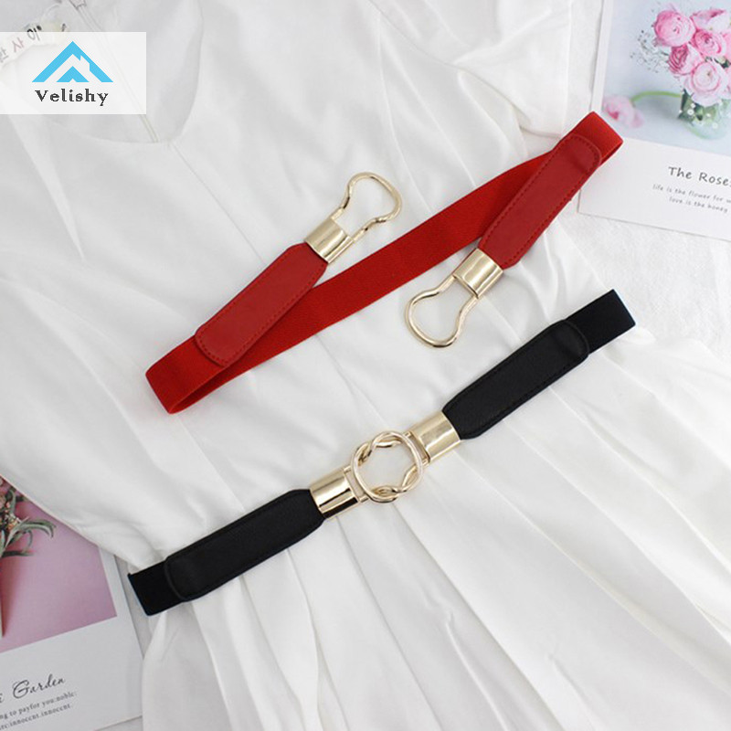 Thắt lưng thun Velishy Thắt lưng nữ Thắt lưng nữ mỏng thời trang có khóa kim loại